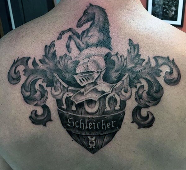 Upper Back Male Family Crest Tattoo Schleicher