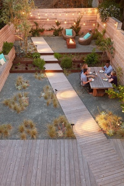 wood walkway backyard deck