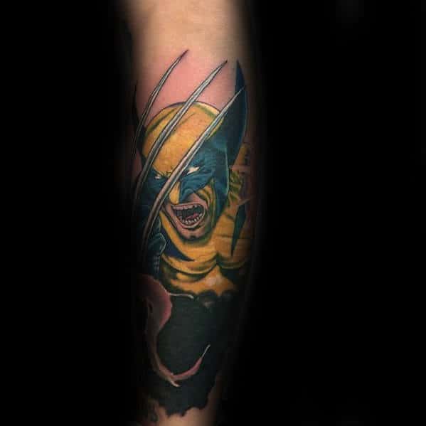 Wolverine Male Marvel Tattoo Design Ideas On Leg