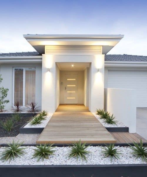 front yard wood walkway 