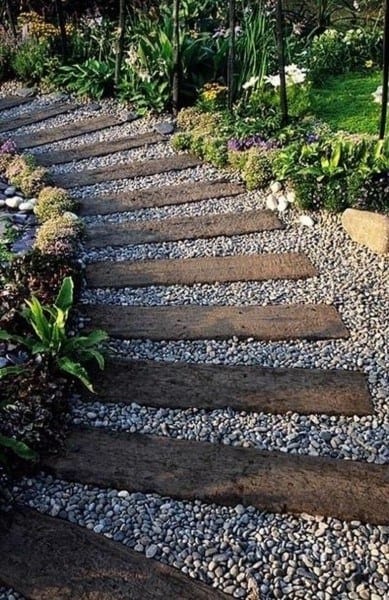 wood pallet stone pathway