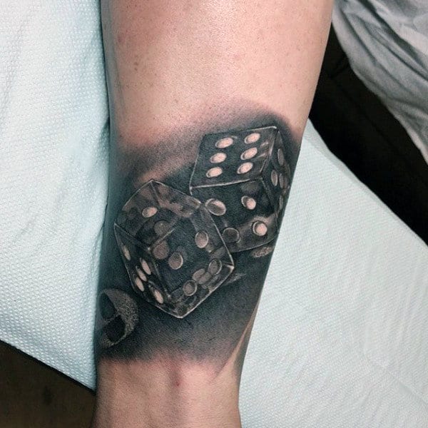 Wrist 3d Realistic Pair Of Dice Tattoo For Guys