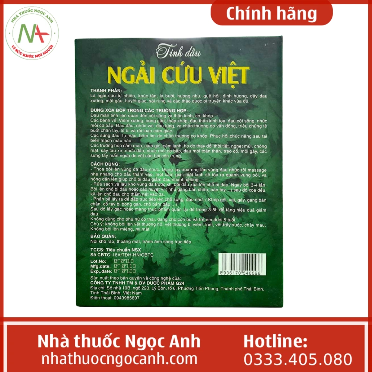 Tinh dầu ngải cứu Việt 180ml