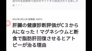 肝臓の健康診断評価がC３からAになった！マグネシウムと断食で脂肪肝回復させるとアトピーが治る理由