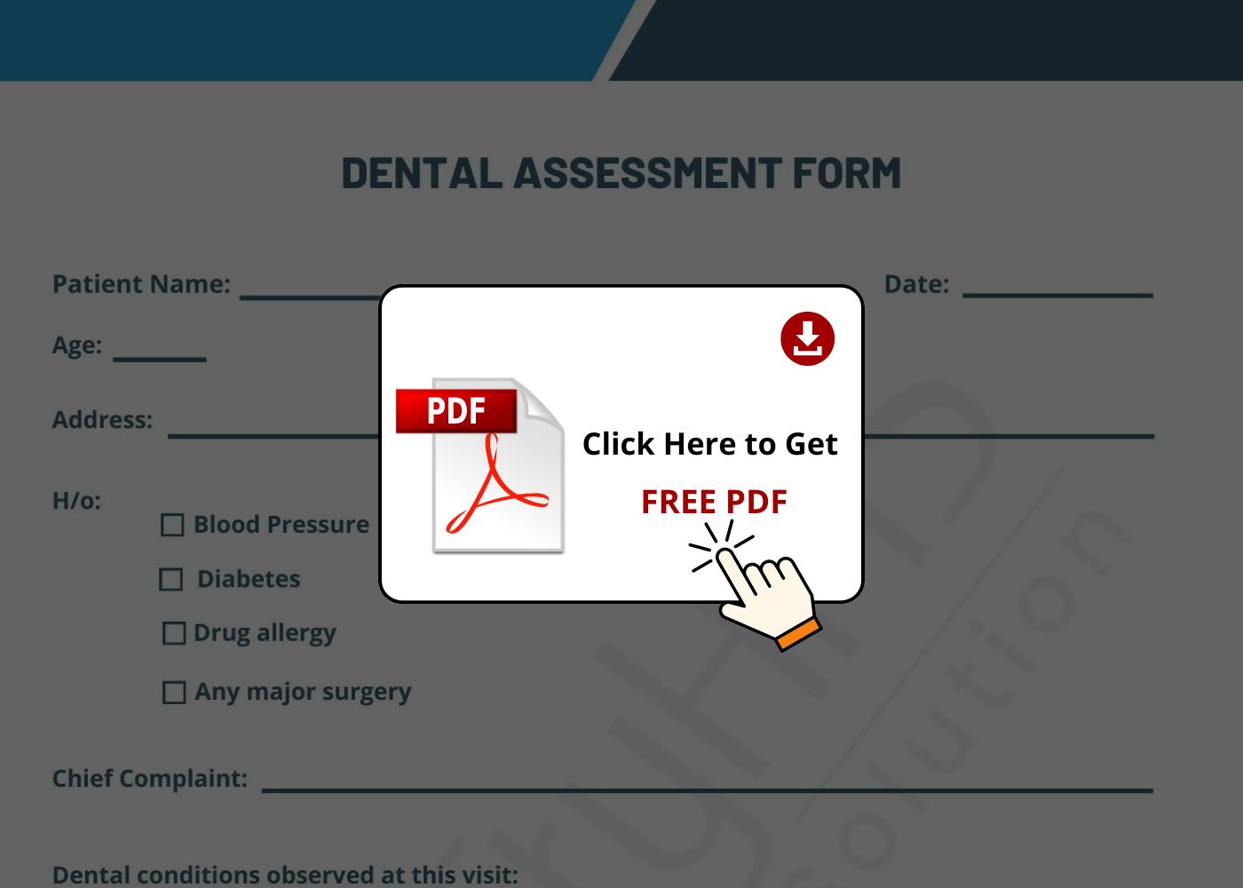 Dental Assessment Form - Free Download in English language