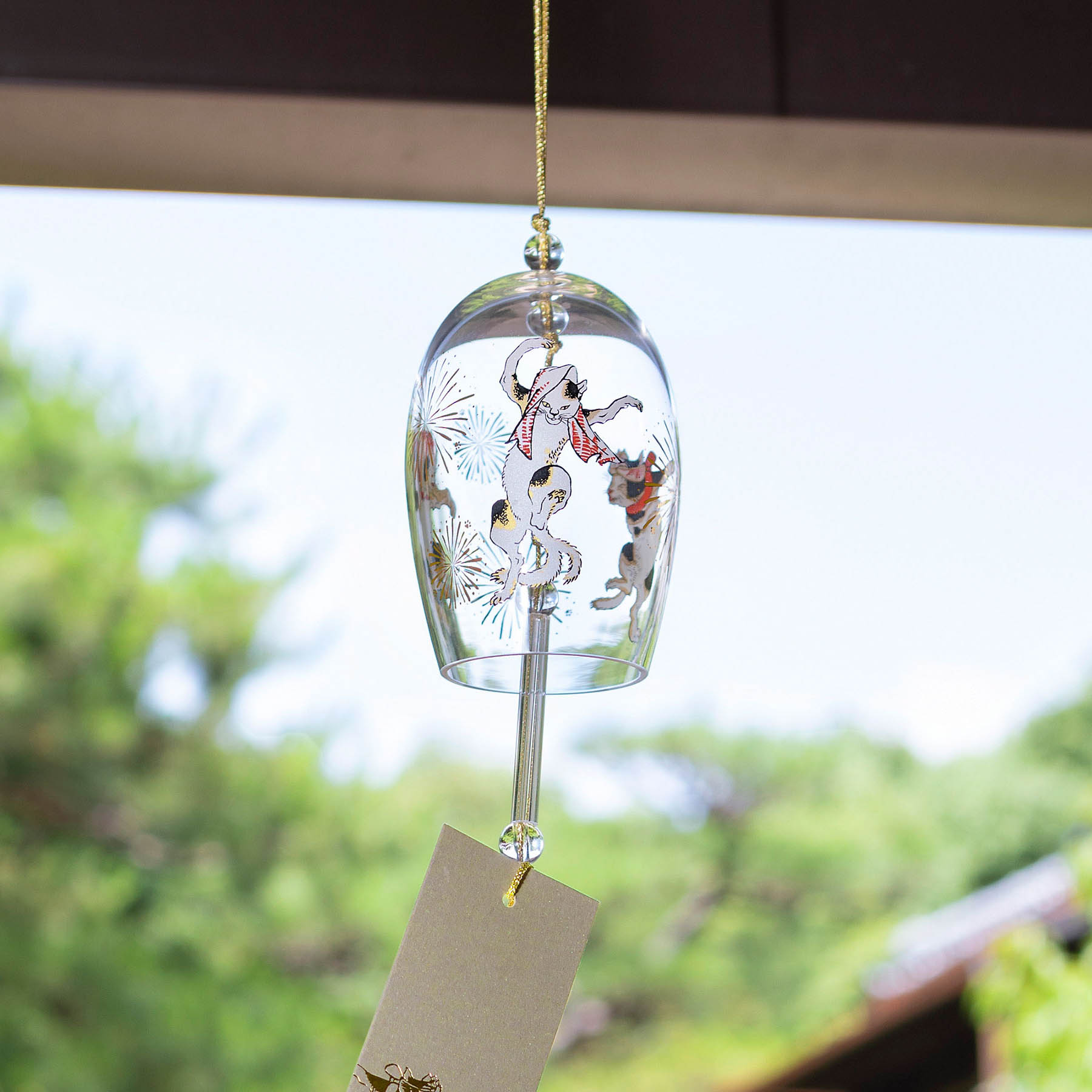 Campana de viento japonesa de vidrio, FÛRIN, MANEKINEKO