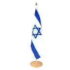 Israel Large Table Flag 12x18", wooden