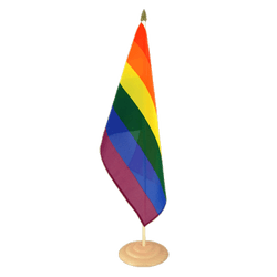 Rainbow Large Table Flag 12x18", wooden