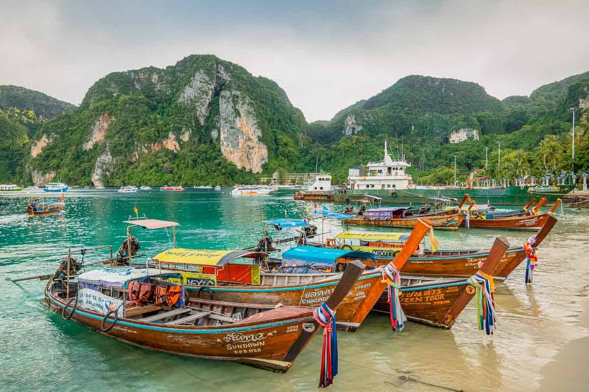 Cloudy beaches and islands of Railey Beach. Krabi