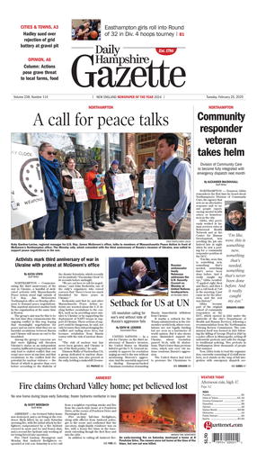 Current front page for Daily Hampshire Gazette