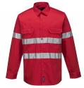 Red Hi-Vis Lightweight Long Sleeve Shirt with Tape