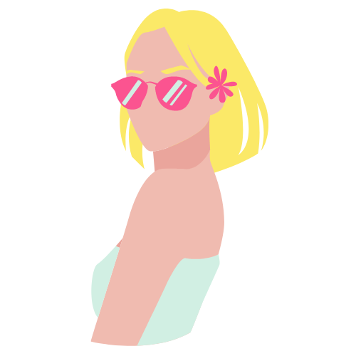 a graphic of a blonde girl wearing pink sunglasses