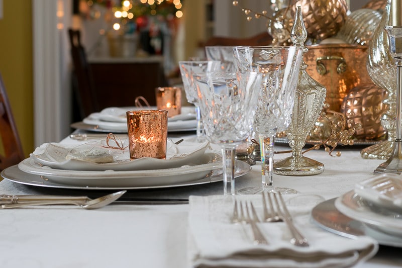 Mixed Metals Table Setting for the Holidays · Nourish and Nestle