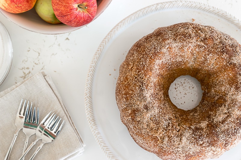 Cinnamon sugar-dusted bundt cake.