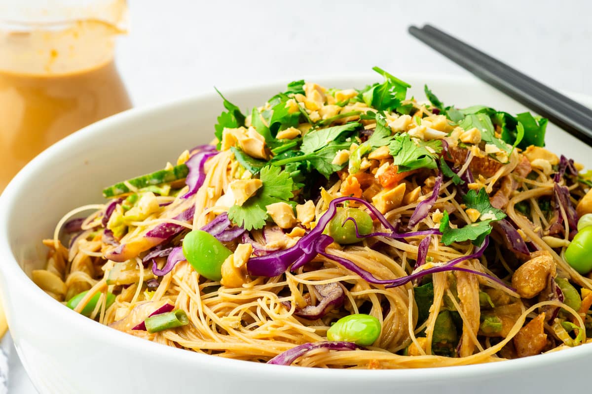 Thai Pasta Salad in a bowl.