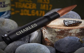 Engraved black 50 cal bullet bottle opener