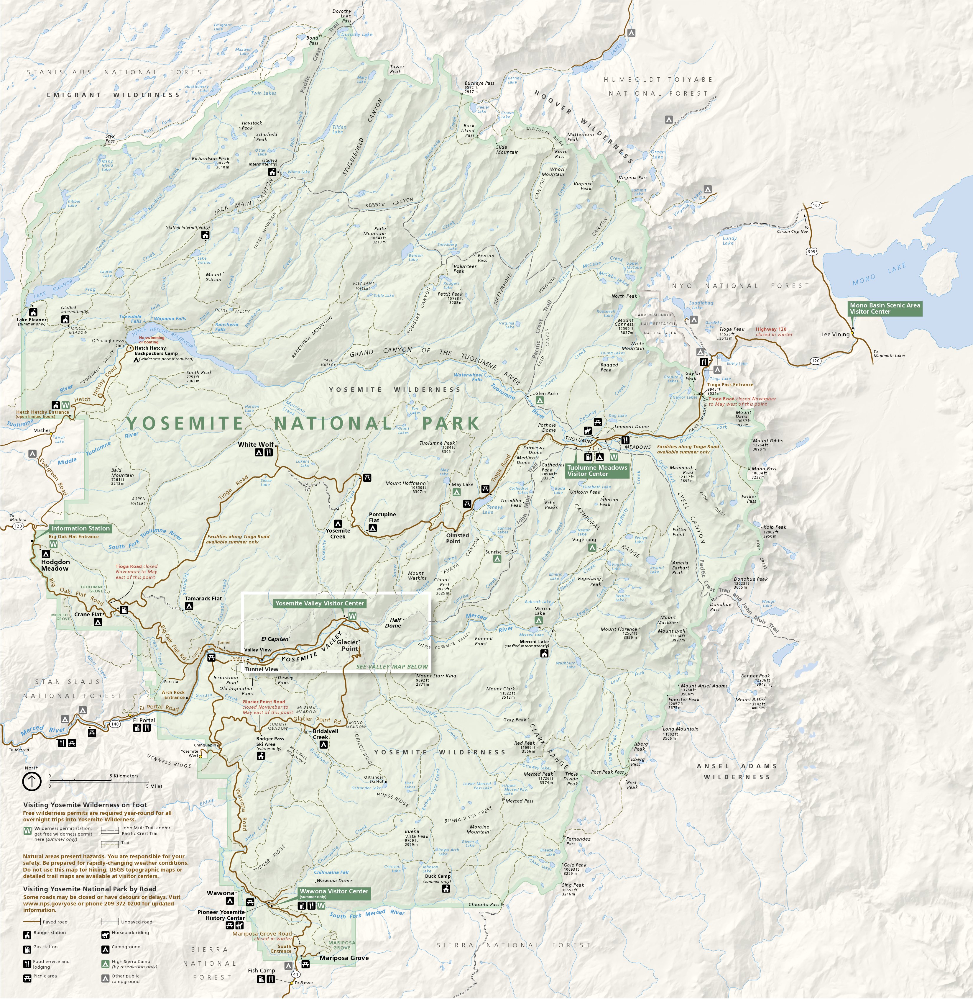 Yosemite Trail Map With Distances - Channa Antonetta