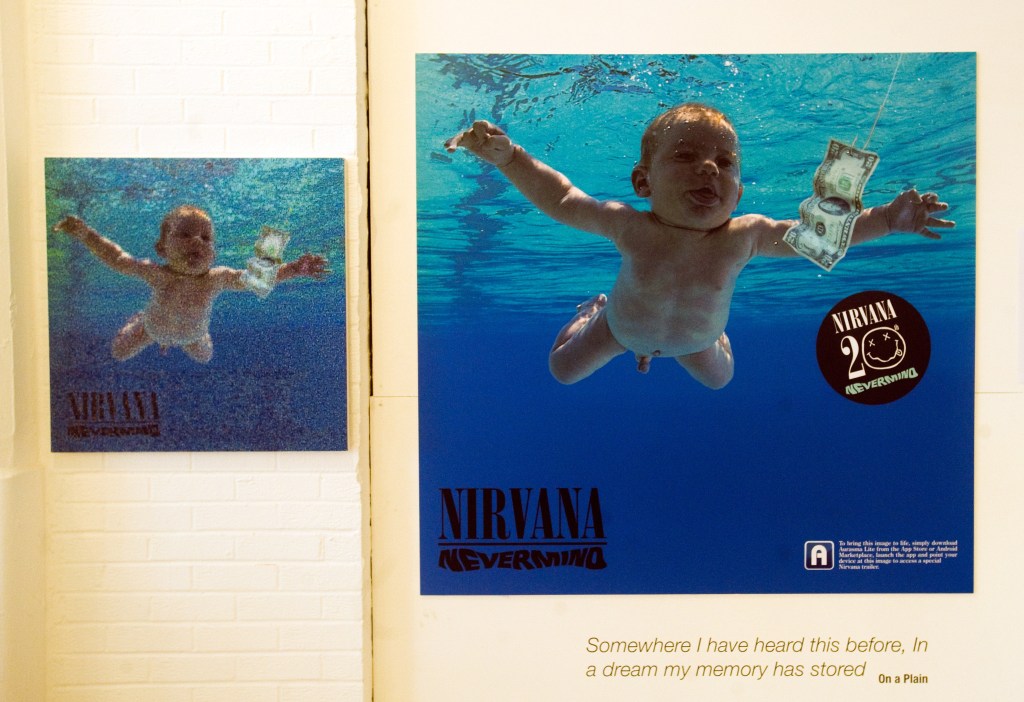 An oversized poster of Nirvana's "Nevermind" album cover fetched $10,400 at auction. 