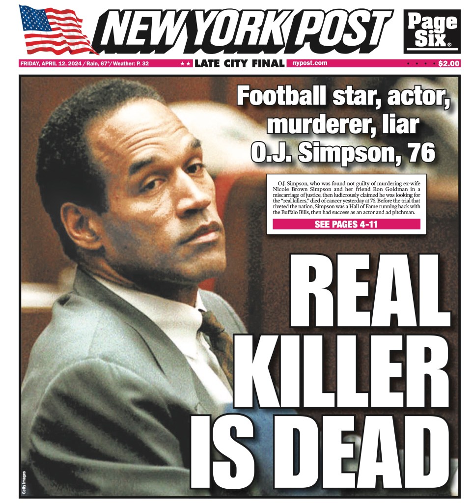 The New York Post front page on April 12. 