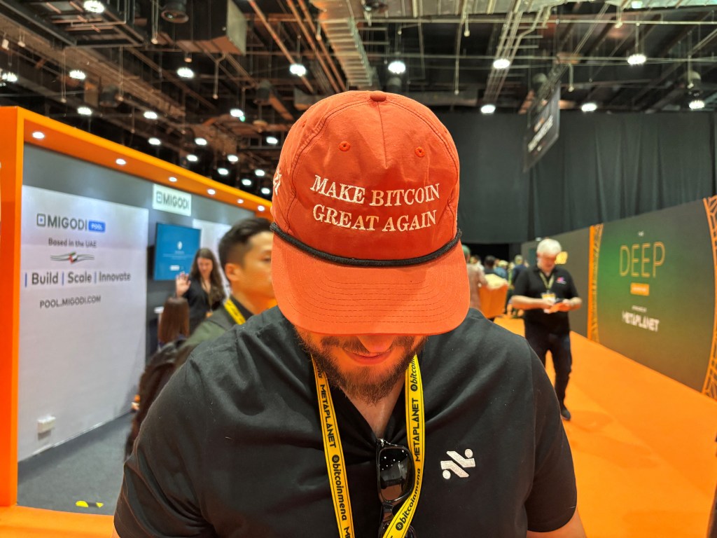 Man wearing "Make Bitcoin Great Again"