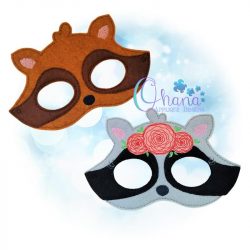 Raccoon Pretend Mask Embroidery