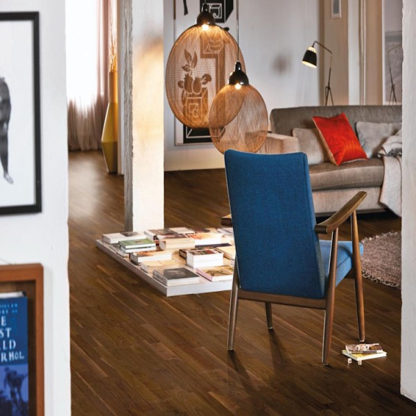 BOEN Walnut American 3-Strip 215mm Matt Lacquered Square Edge Engineered Wood Flooring 10041884