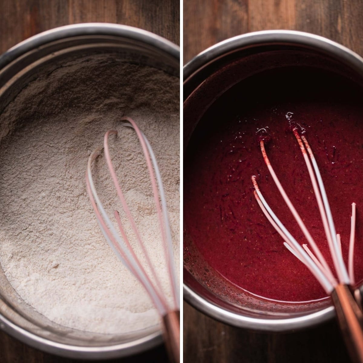 mixing the  red velvet cake batter