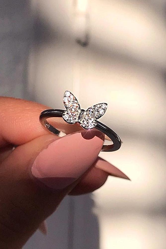 cheap engagement rings sparkling silver rings with unique design brilliant butterfly