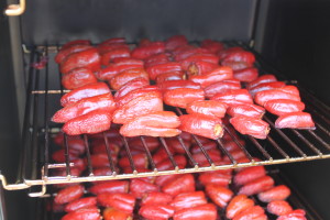 After a few hours, the red jalapenos are beginning to dry