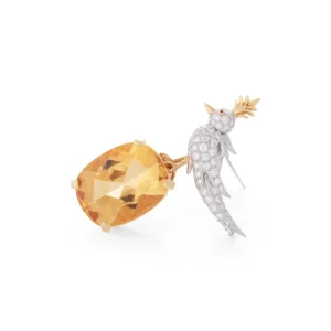 Bird on a Rock Citrine and Diamond Brooch Jean Schlumberger for Tiffany & Co.