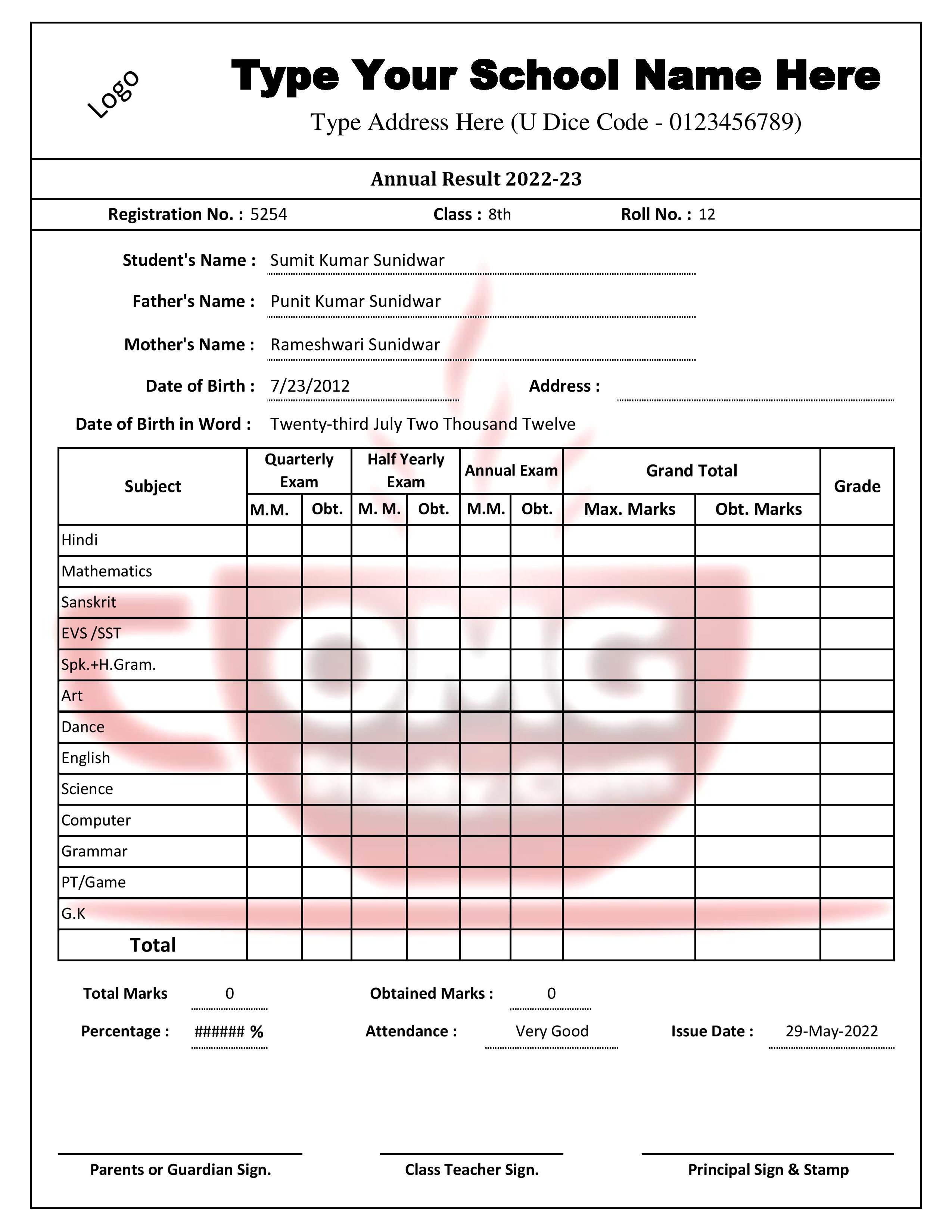 Excel 4how To Make A Mark Sheet With Optional Subject - vrogue.co