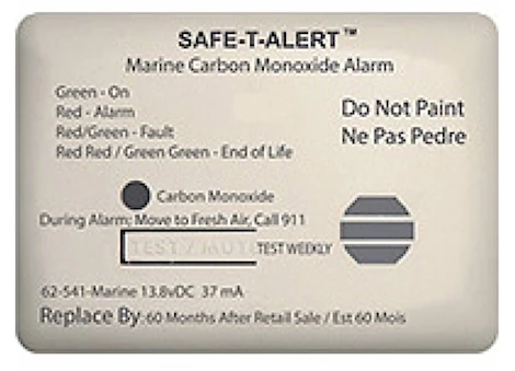 MTI Industries MARINE CARBON MONOXIDE ALARM, WHT SURFACE MOUNT 12 VDC HARD WIRE