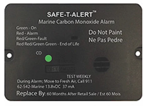 MTI Industries MARINE CARBON MONOXIDE ALARM, BLK FLUSH MOUNT 12 VDC HARD WIRE