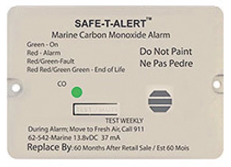 MTI Industries MARINE CARBON MONOXIDE ALARM, WHT FLUSH MOUNT 12 VDC HARD WIRE