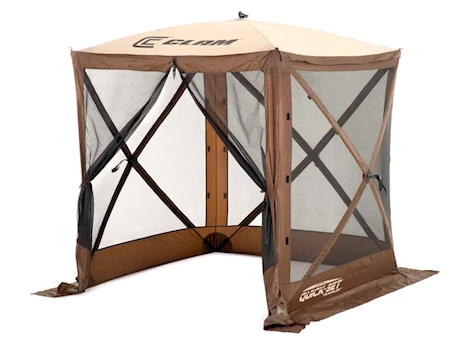 Quick-Set by Clam Traveler 4-Sided Screen Shelter - Brown with Tan Roof & Black Mesh