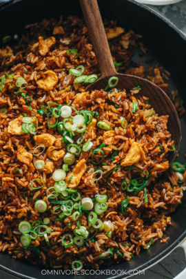 Soy sauce fried rice close-up