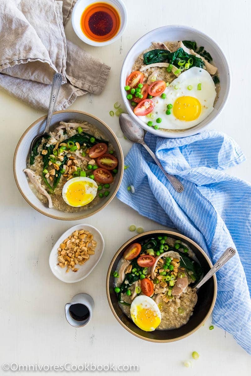 Learn how to create a hearty, whole grain savory oatmeal bowl with only 4 ingredients and in 5 minutes! 