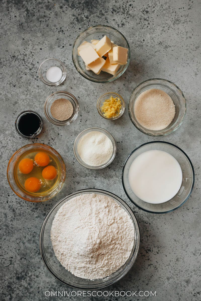 Ingredients for babka dough