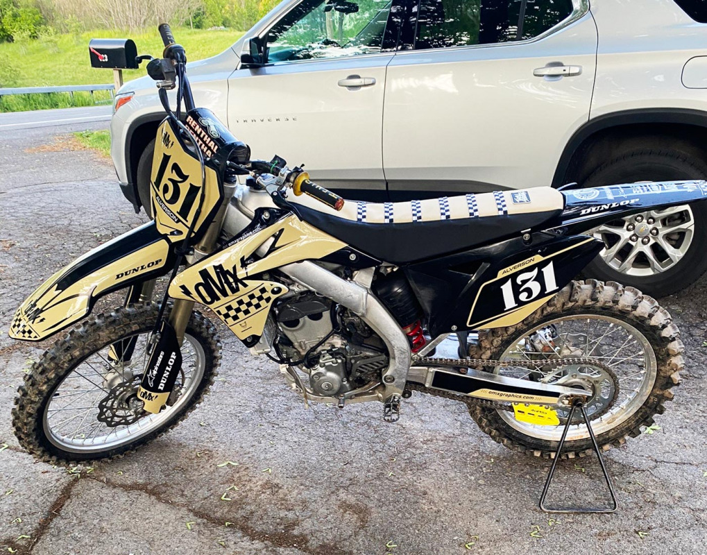 Personalized dirt bike graphics with unique patterns and vibrant colors.