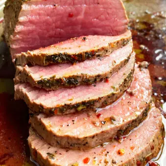 Easy Homemade Italian Roast Beef (Medium Doneness) that's Partially Sliced