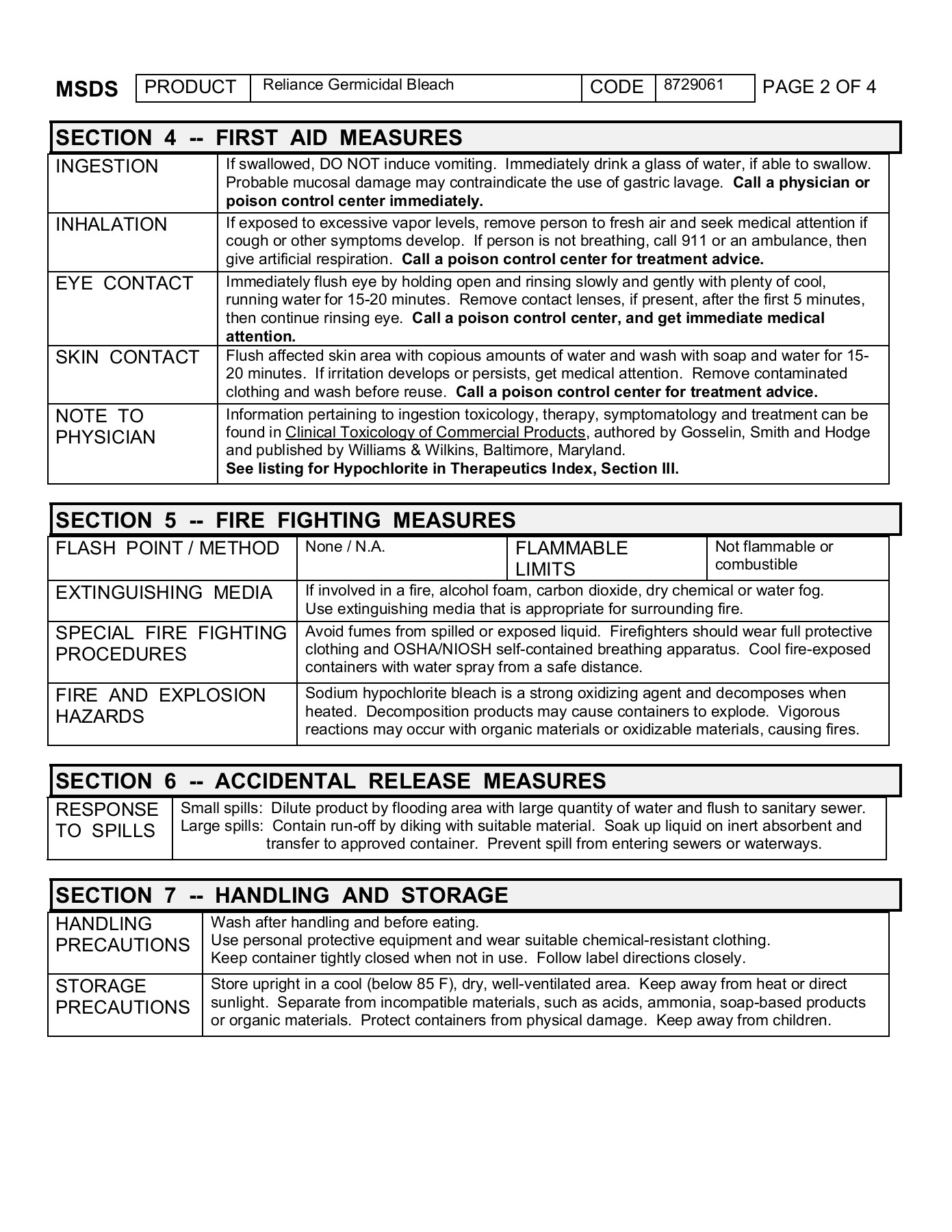 SAFETY DATA SHEET Jeyes Parozone Original Thick Bleach Arco