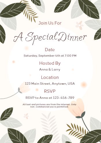 A Special Dinner Invitation Template