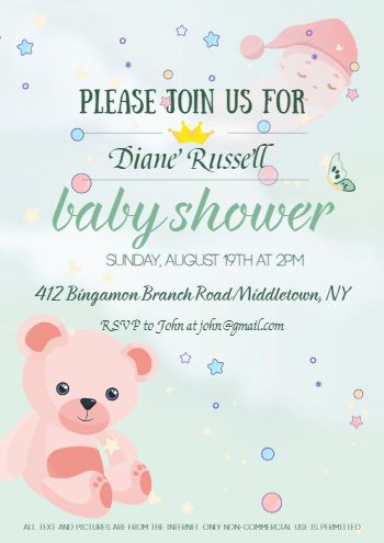 Green Baby Shower Invitation Template