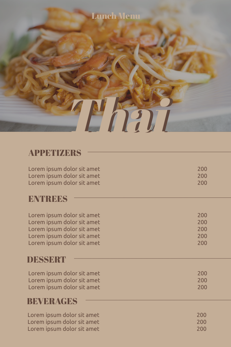 Thai Food Menu Design