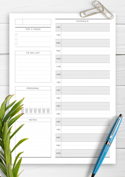 Download Printable Undated Daily Planner Template - Original Style PDF