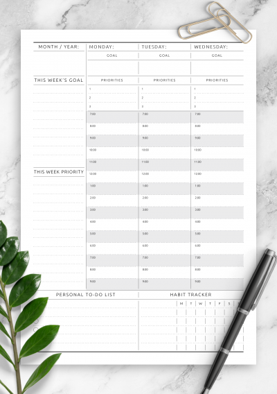 Download Printable Weekly Planner Undated - Original Style PDF