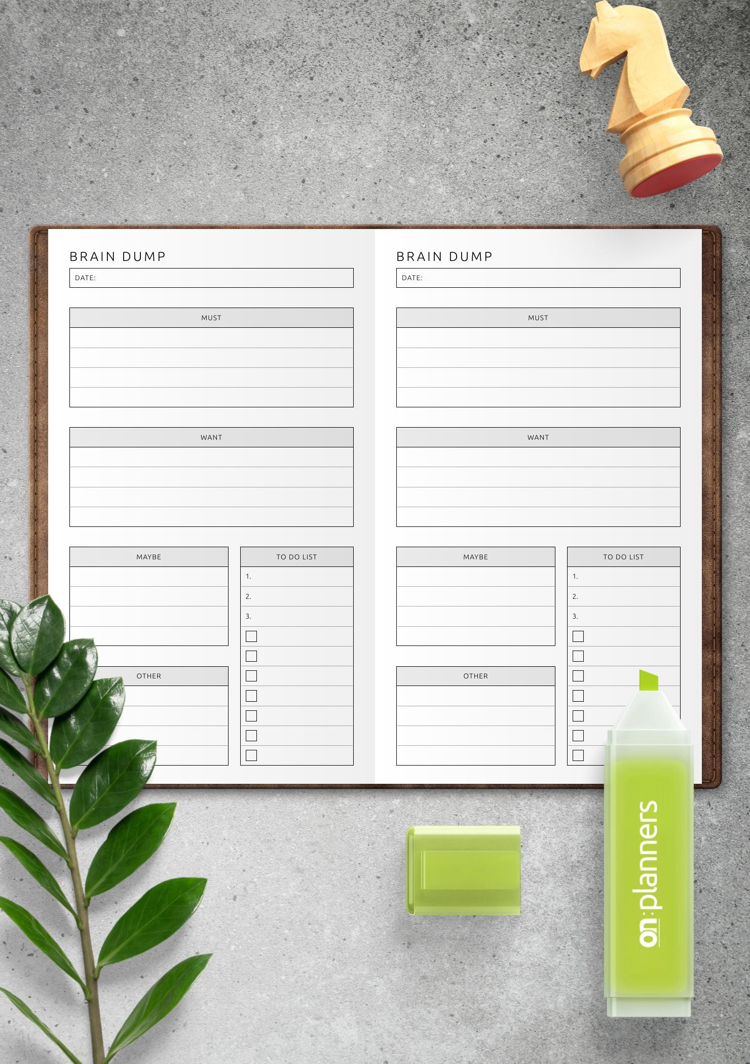 Download Printable Brain Dump Template PDF