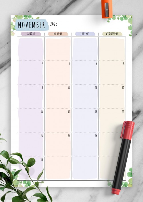 Dated February 2025 Calendar - Floral Style