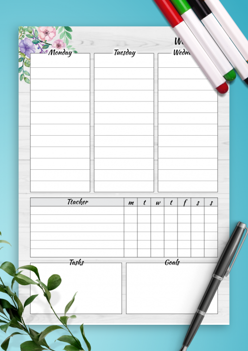 Download Printable Horizontal weekly planner PDF