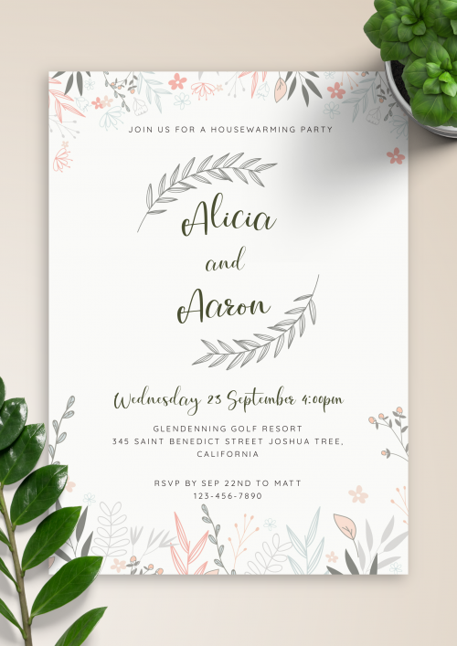 Housewarming Invitations - Download PDF or Order printed